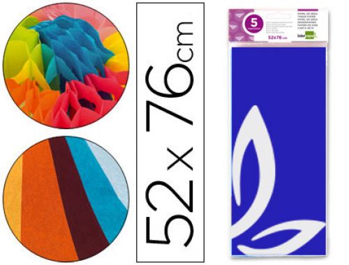 Papel seda liderpapel 52 x 76 cm 18 gr azul , Liderpapel , 36072 , 8423473360723
